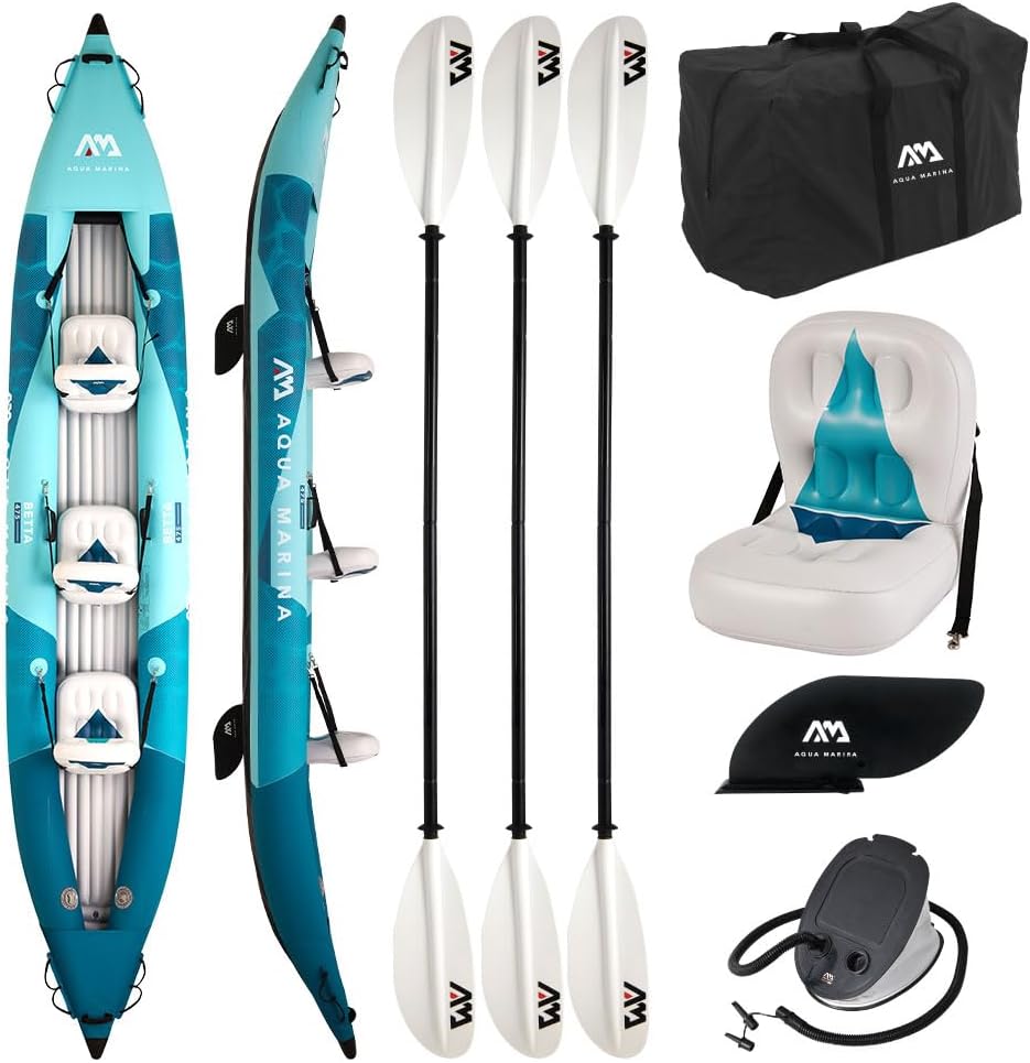 Kayak gonflable Aqua Marina Betta 475 3 places PVC I-Beam pack complet