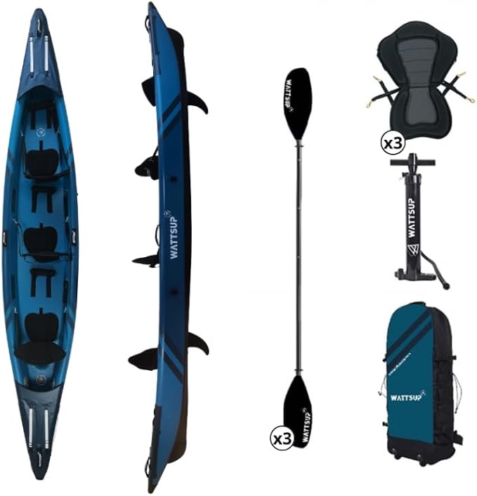 Kayak gonflable Wattsup Torpedo 3 places 476cm full dropstitch bleu