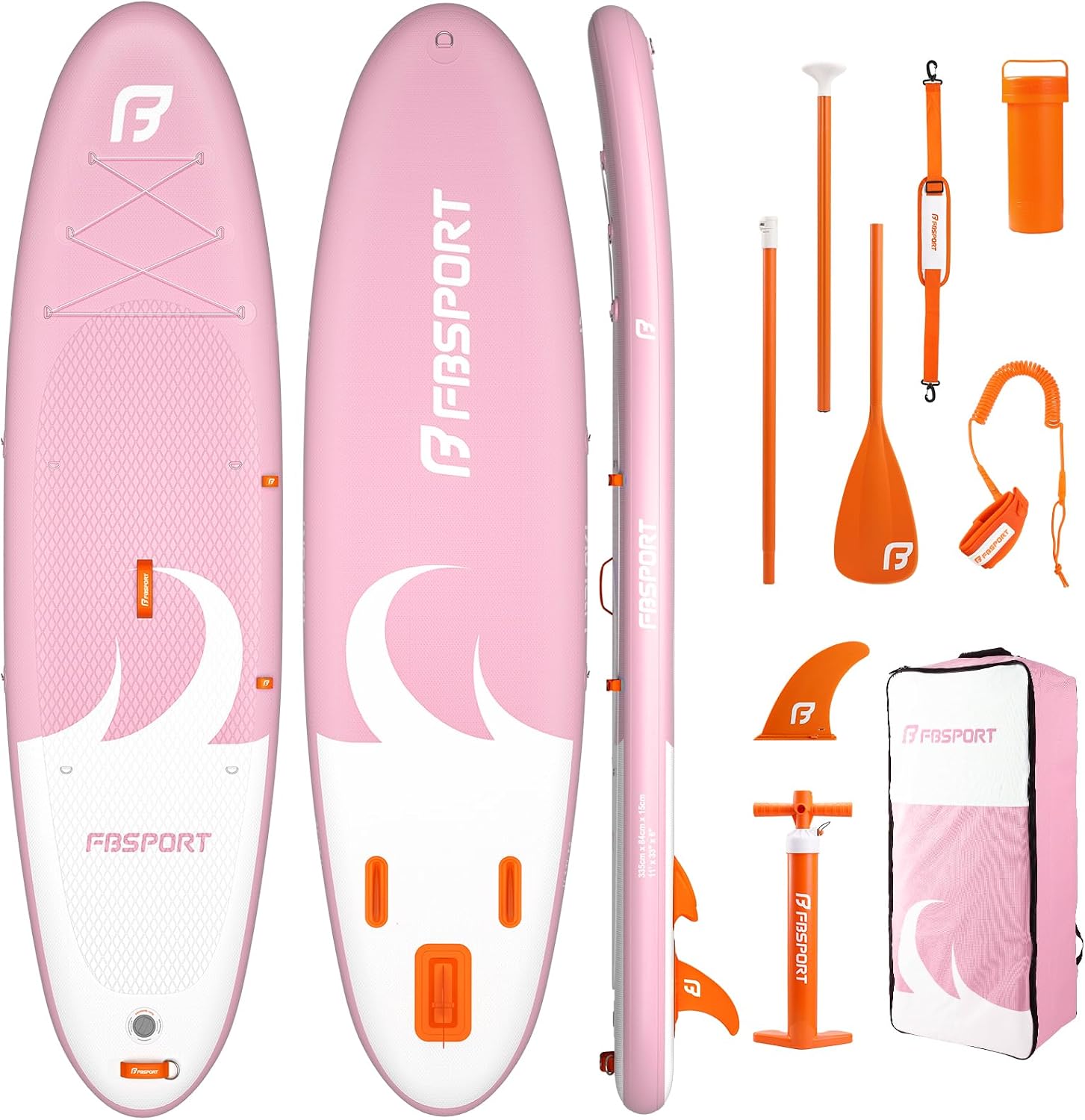 Paddle gonflable rose FBSport randonnée lacs rivières pagaie réglable