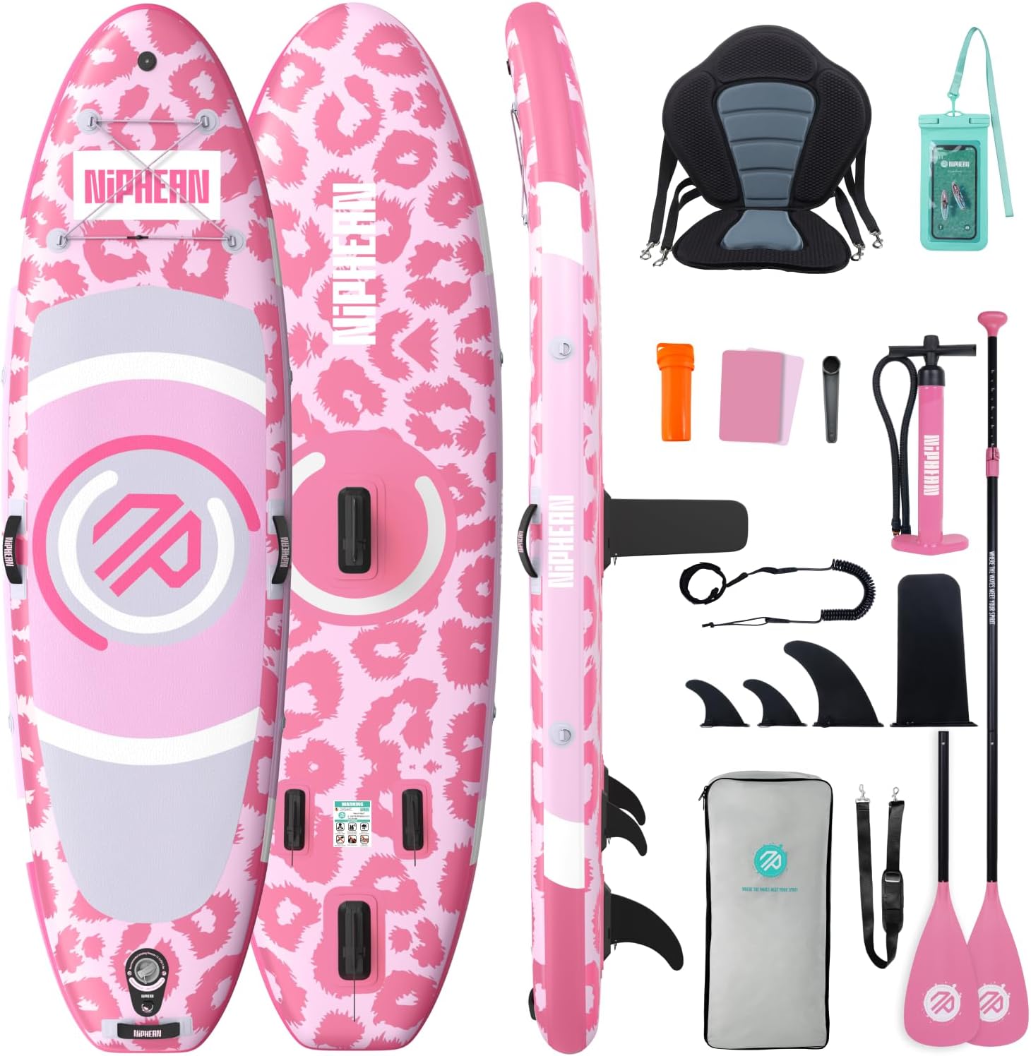 Paddle gonflable rose Niphean StabilTrac ultra-léger antidérapant