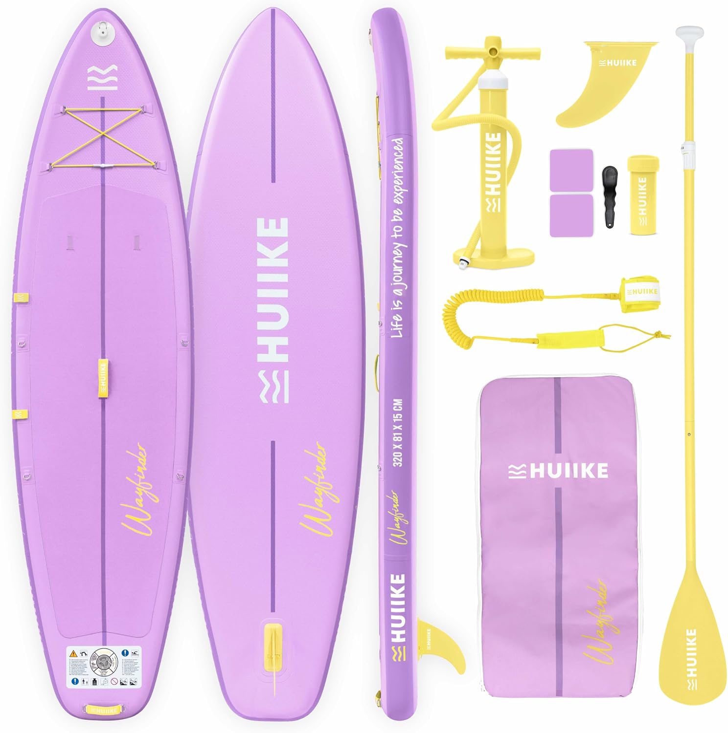 Paddle gonflable rose Huiike convertible kayak pack complet 11 accessoires